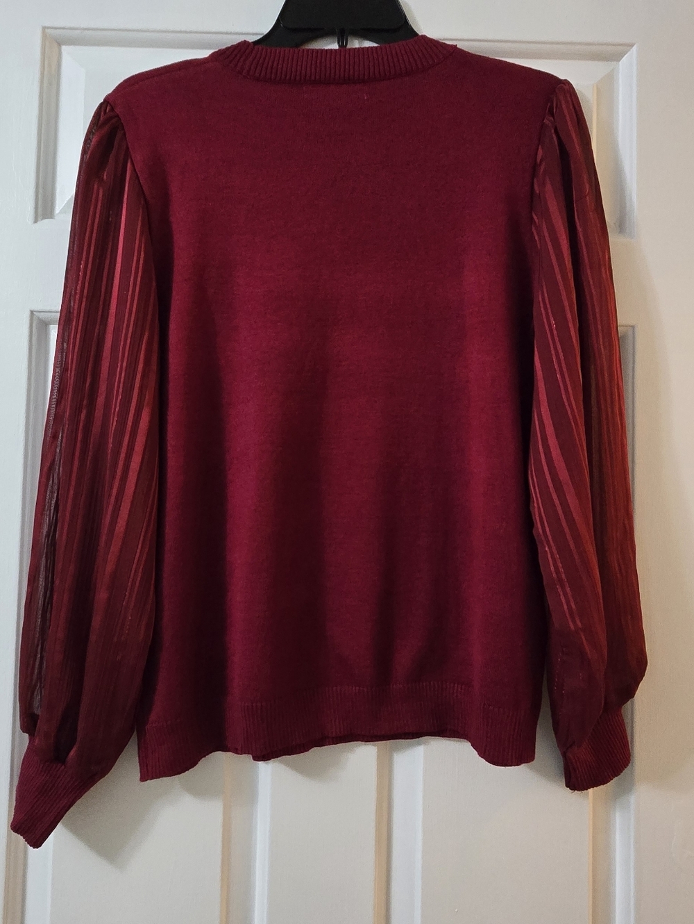 89th + Madison Red Sweater Top Sheer Sleeve Size L - Picture 5 of 5